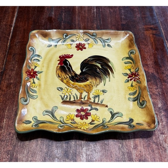 Maxcera "Honey Rooster" 11.5" Serving Platter Hand Painted Excellent Chip Free - Picture 2 of 7